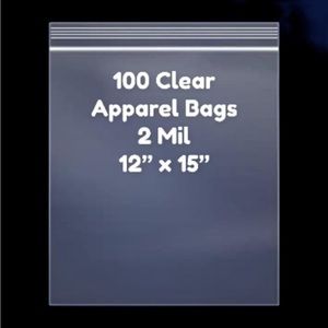 100 (12x15) Clear Apparel Bags Zip-Top Reusable 2 Mil Strong, Limited Supply!